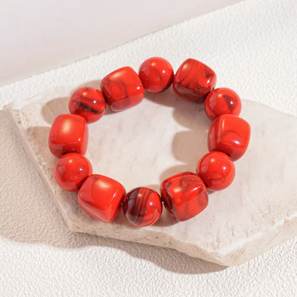Acrylic Irregular Square Round Beaded Bracelet