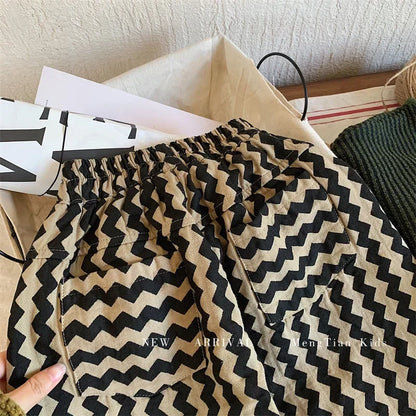 Spring and Autumn Korean Style Striped Casual Pants