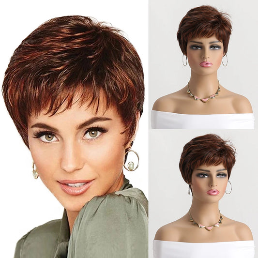 Brown Short curly hair Wig