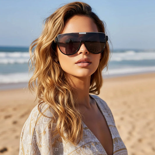 Vintage Semi-round Monoblock  Sunglasses
