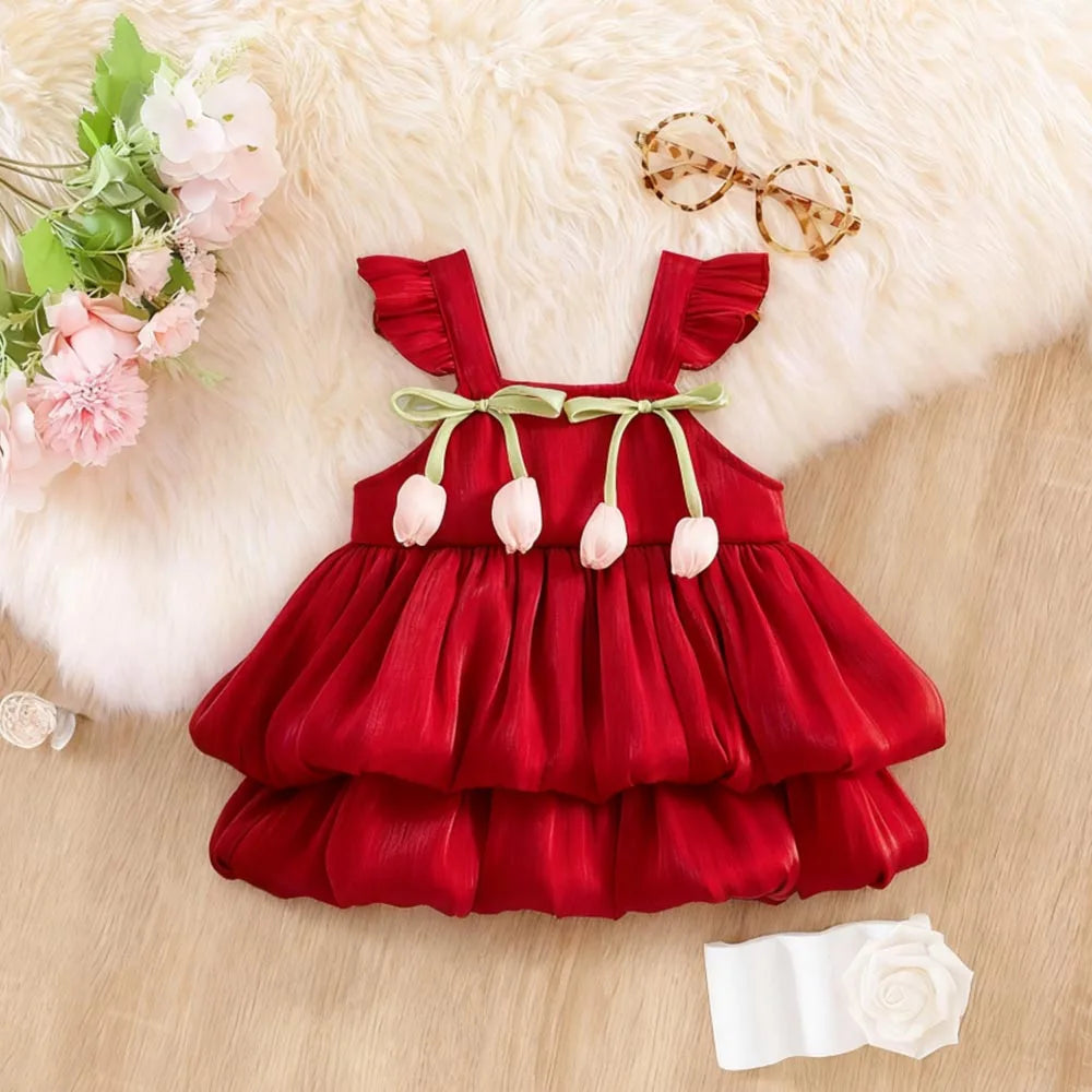 Baby Girl Flower Small Fly Sleeve Girl Dress