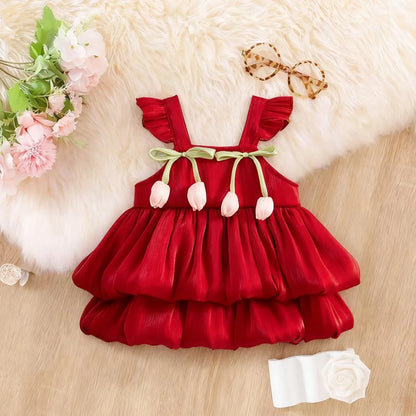 Baby Girl Flower Small Fly Sleeve Girl Dress