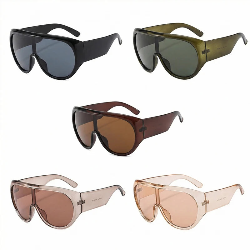 Oversized Shield Mask Steampunk Big Frame Sunglasses