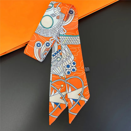 Zebra In Flowers Scarf Luxury Silk Scarf Hair Headband Foulard Skinny Scarves