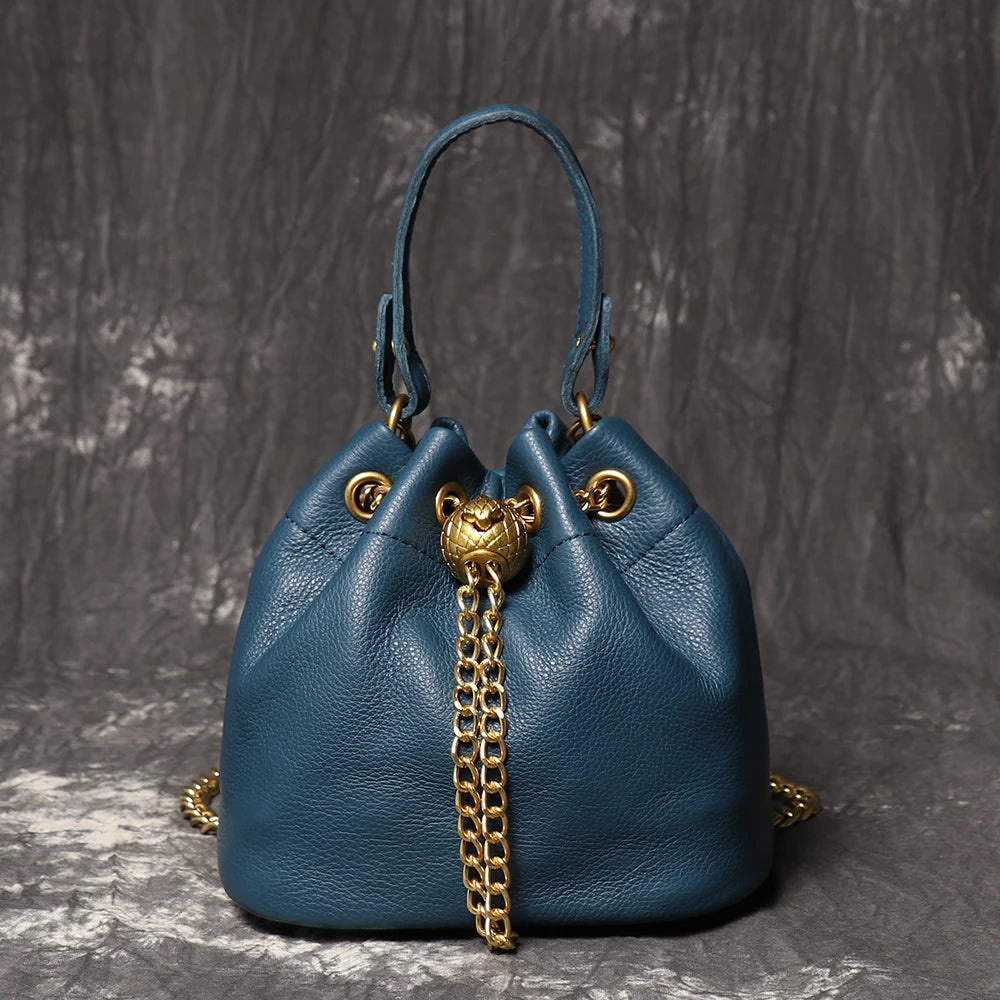 Genuine Leather Chain Crossbody Bag