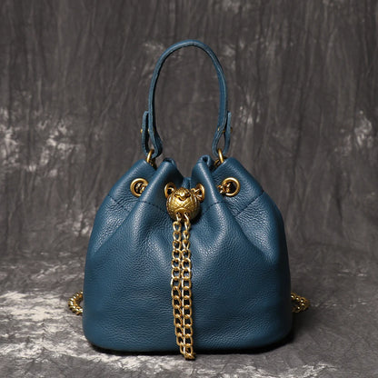 Genuine Leather Chain Crossbody Bag