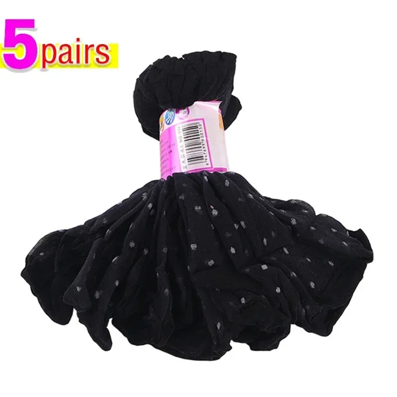 Silk Transparent Dot Lace Short Socks