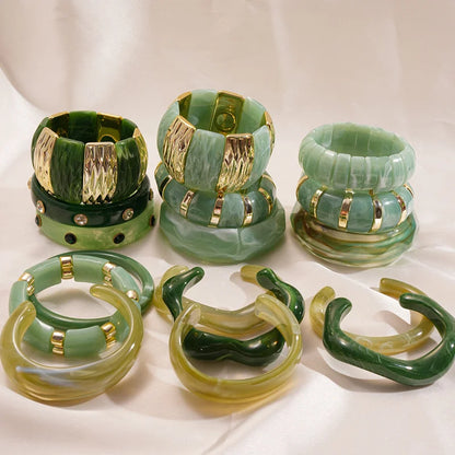 Vintage Acrylic Cuff Irregular Geometric Wide Bangles Bracelets