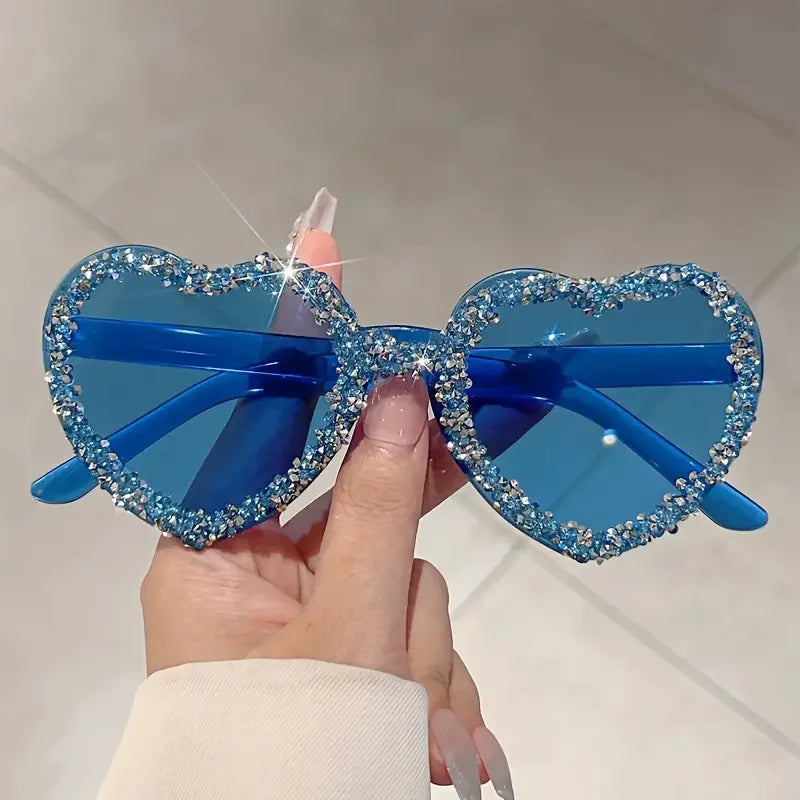 Heart Shaped Frameless Rhinestone Red Glasses