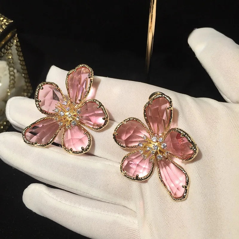 Crystal Flower Stud Earrings