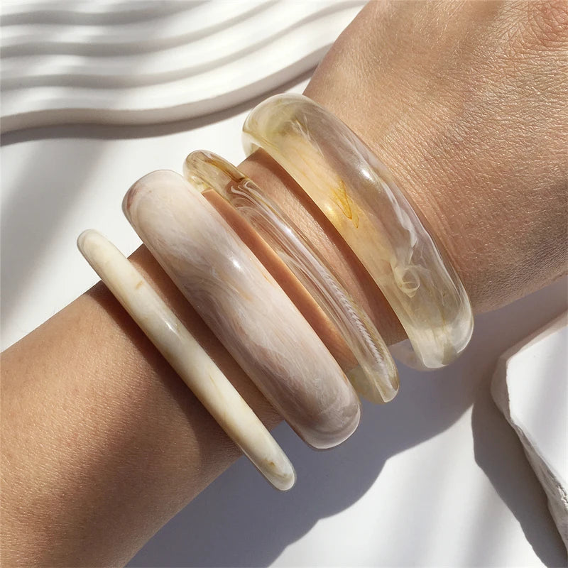 4-Piece Marble Acrylic Resin Bracelet