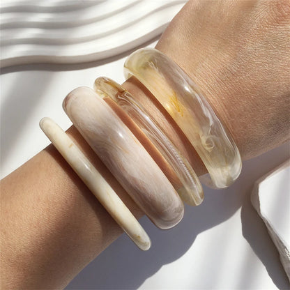 4-Piece Marble Acrylic Resin Bracelet