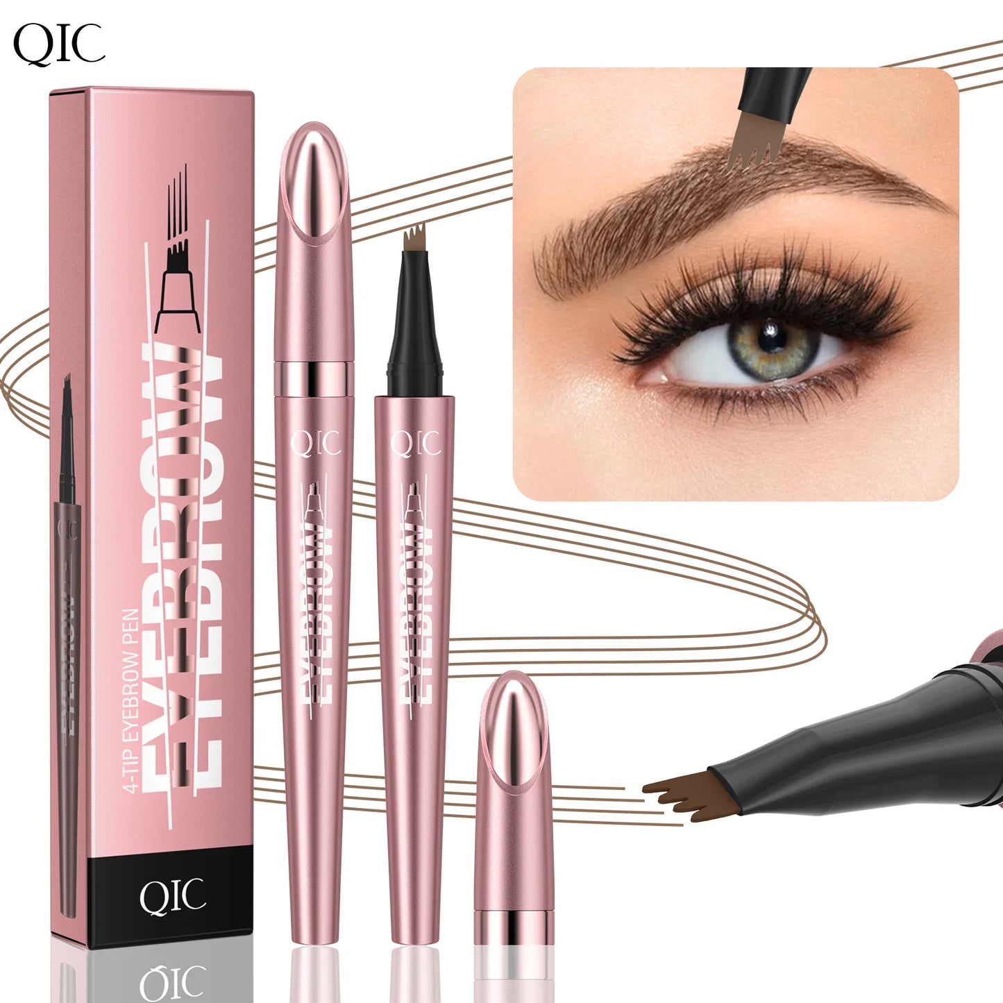 4 Fork Tip Eyebrow Pencil 3D Microblading Waterproof