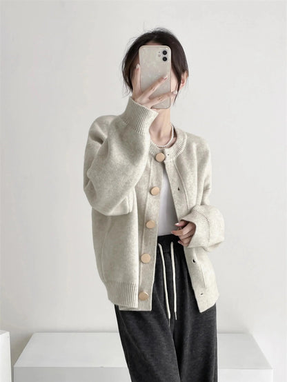 O-neck Loose Cardigans Single Breasted Sweaters