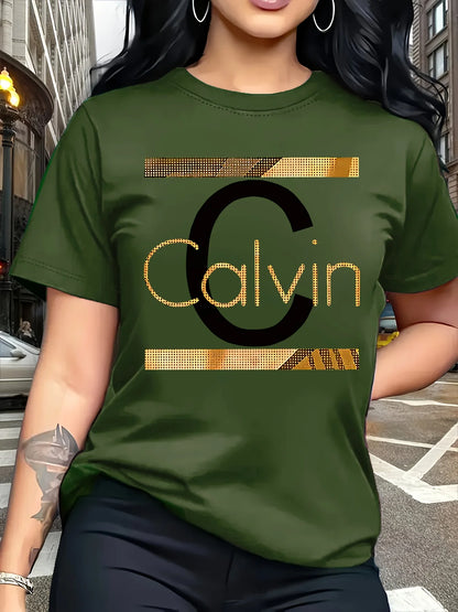 Calvin Letter Print Top T-Shirt