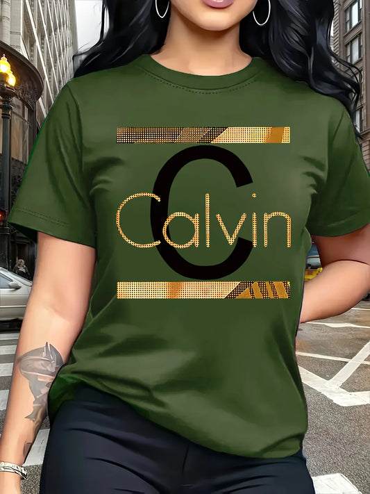 Calvin Letter Print Top T-Shirt