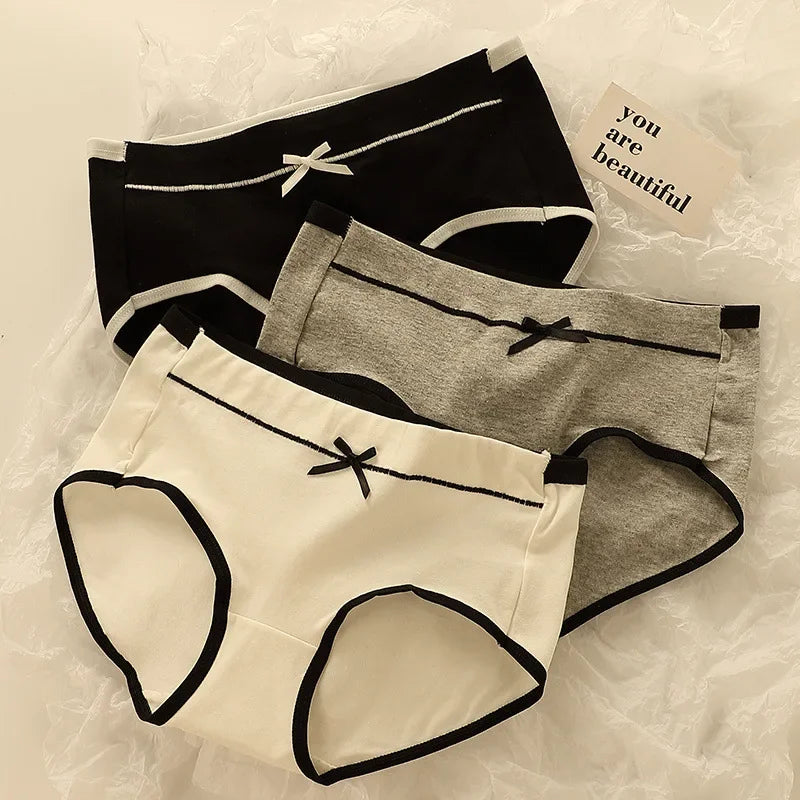 3pcs Full Cotton High Waist Lingerie