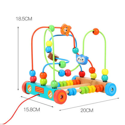 Montessori Wooden Roller Coaster Bead Maze Abacus Math Toys
