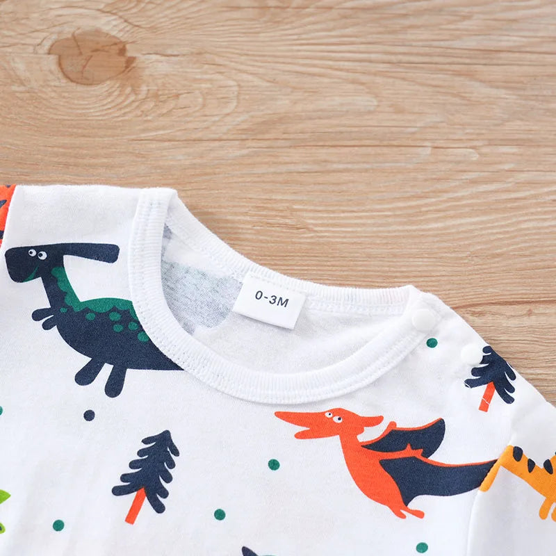 Newborn Cute Cartoon Dinosaur Full Cotton Baby Jumpsuit