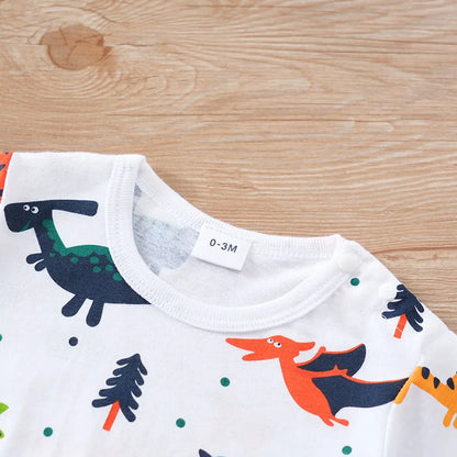 Newborn Cute Cartoon Dinosaur Full Cotton Baby Jumpsuit