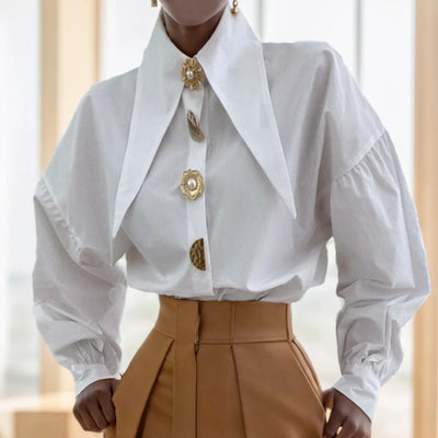 Long Sleeve Shirt Pointed Collar Blouse Office Shirts