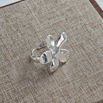 Sam Panda 925 Sterling Silver Simple Vintage Big Ball Ring