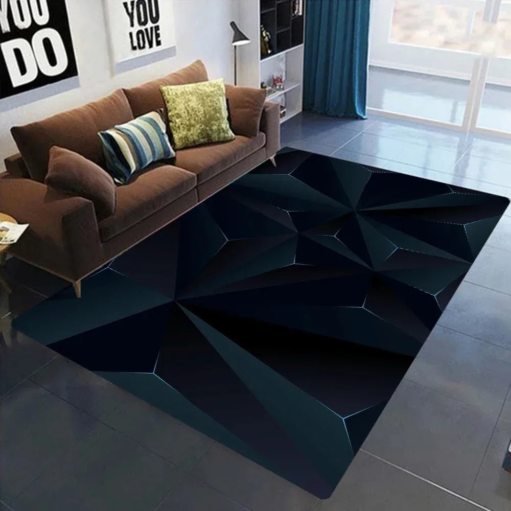 3D Geometric Carpet Neon Lights Rugs Hexagons Carpets Rug Mat