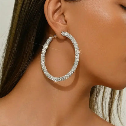 Big Full Crystal Circle Hoop Earrings