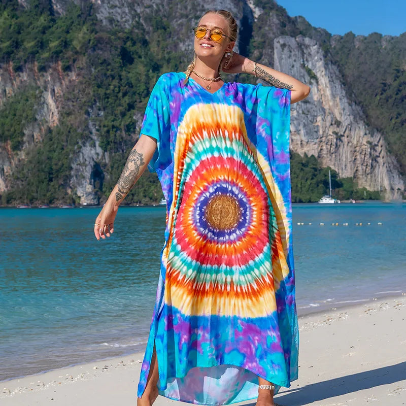 Swimsuit Kaftans Beach Cover Ups Colorful Outfits Dress