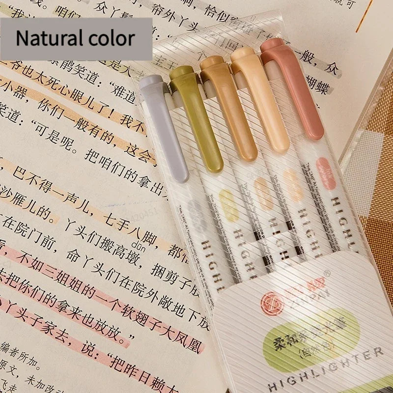 5 Colors/box Double Headed Highlighter Pen Set