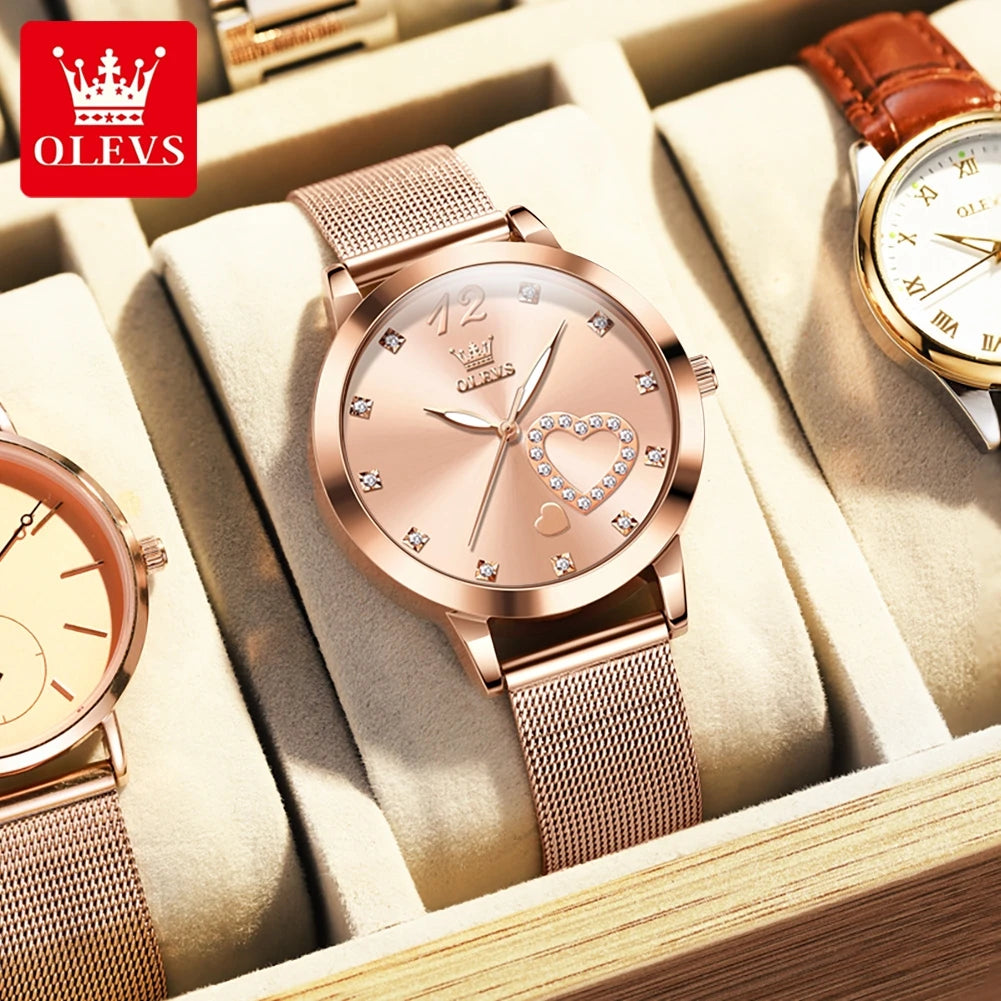 Quartz Stainless steel "Love" Dial Elegant Waterproof Luminous Quartz Watch