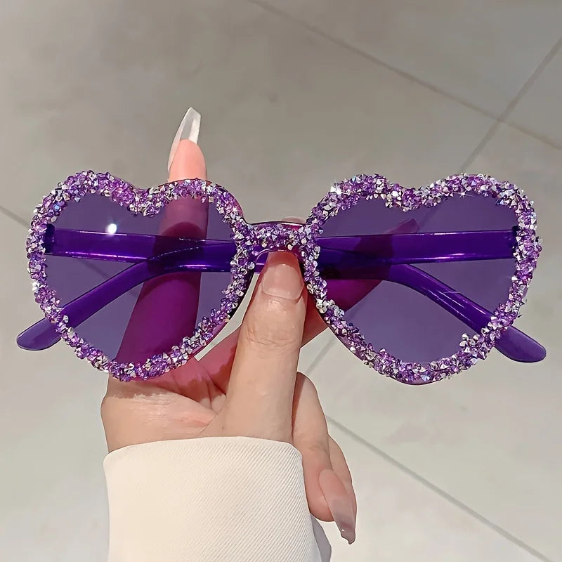 Heart Shaped Frameless Rhinestone Red Glasses