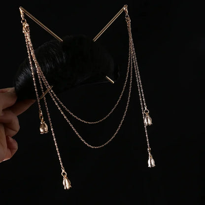 Long Tassel Double Chain Hair Pins Nunchaku Hairpin Chinese Hanfu Hair Stick
