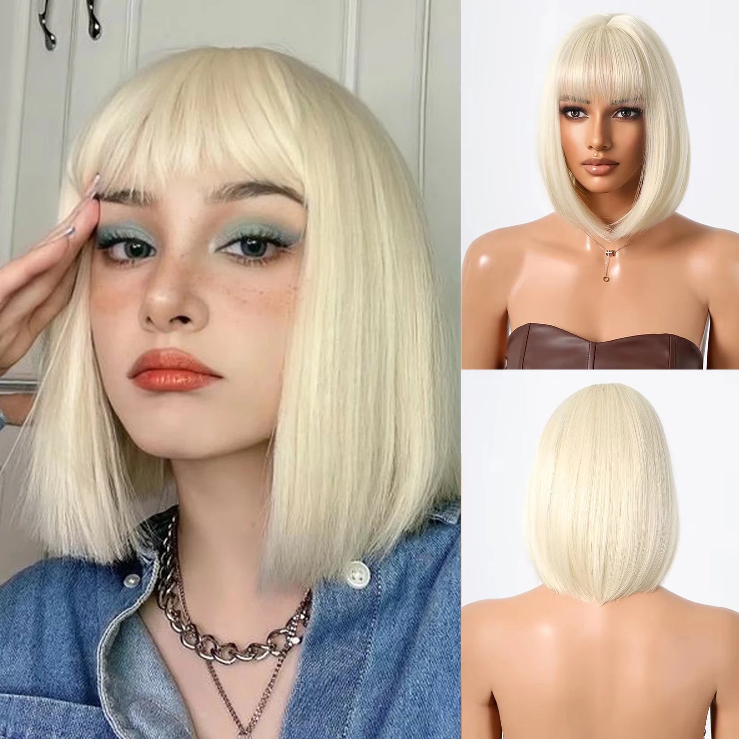 Short Bob Burgundy Straight Synthetic Wig