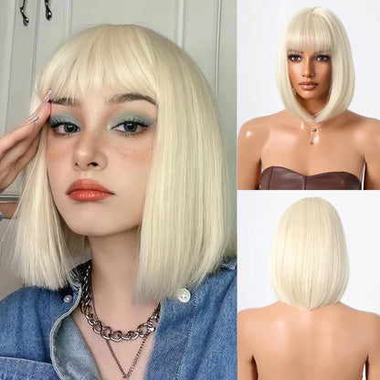 Short Bob Burgundy Straight Synthetic Wig