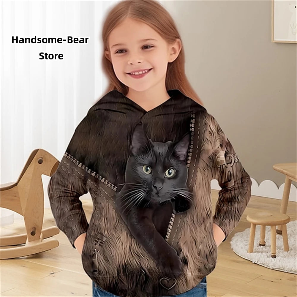 Cat 3D Print Spring Casual Sweatshirts Hoodies