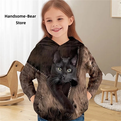 Cat 3D Print Spring Casual Sweatshirts Hoodies