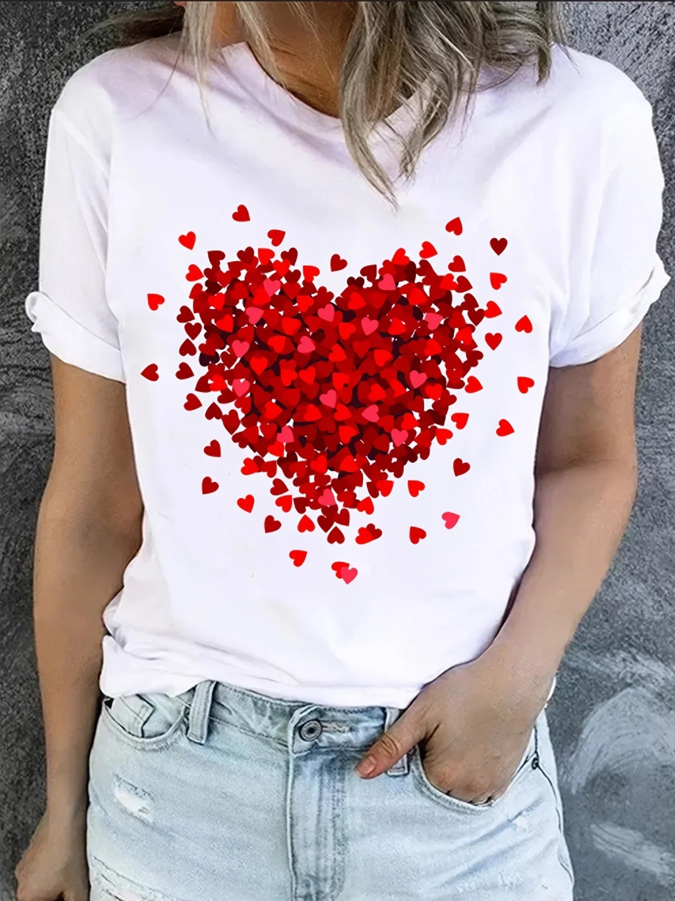 Red Heart Graphic Prints Short Sleeve Shirt