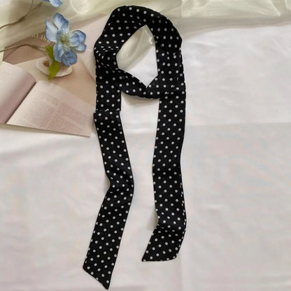Narrow Long Scarf Polka Dot Tie Bag Ribbon Headband Choker