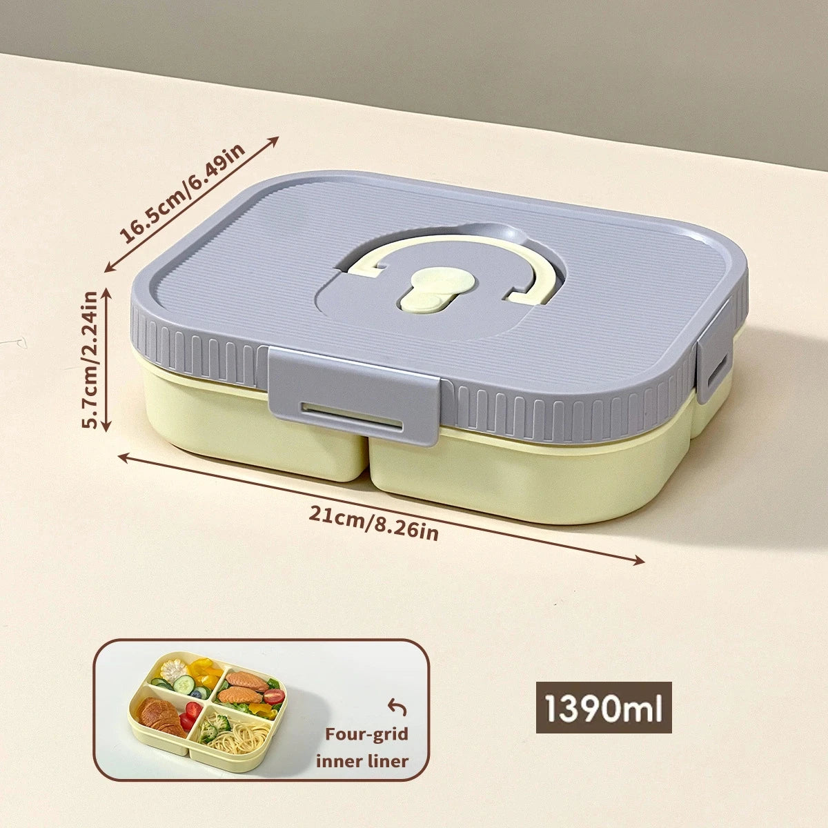 Microwave Plastic Divided Lunch Box With Handle Camping