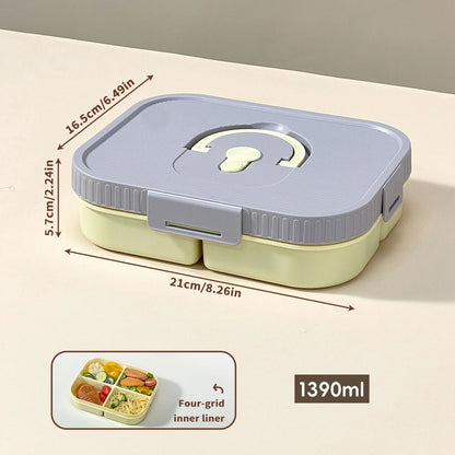 Microwave Plastic Divided Lunch Box With Handle Camping