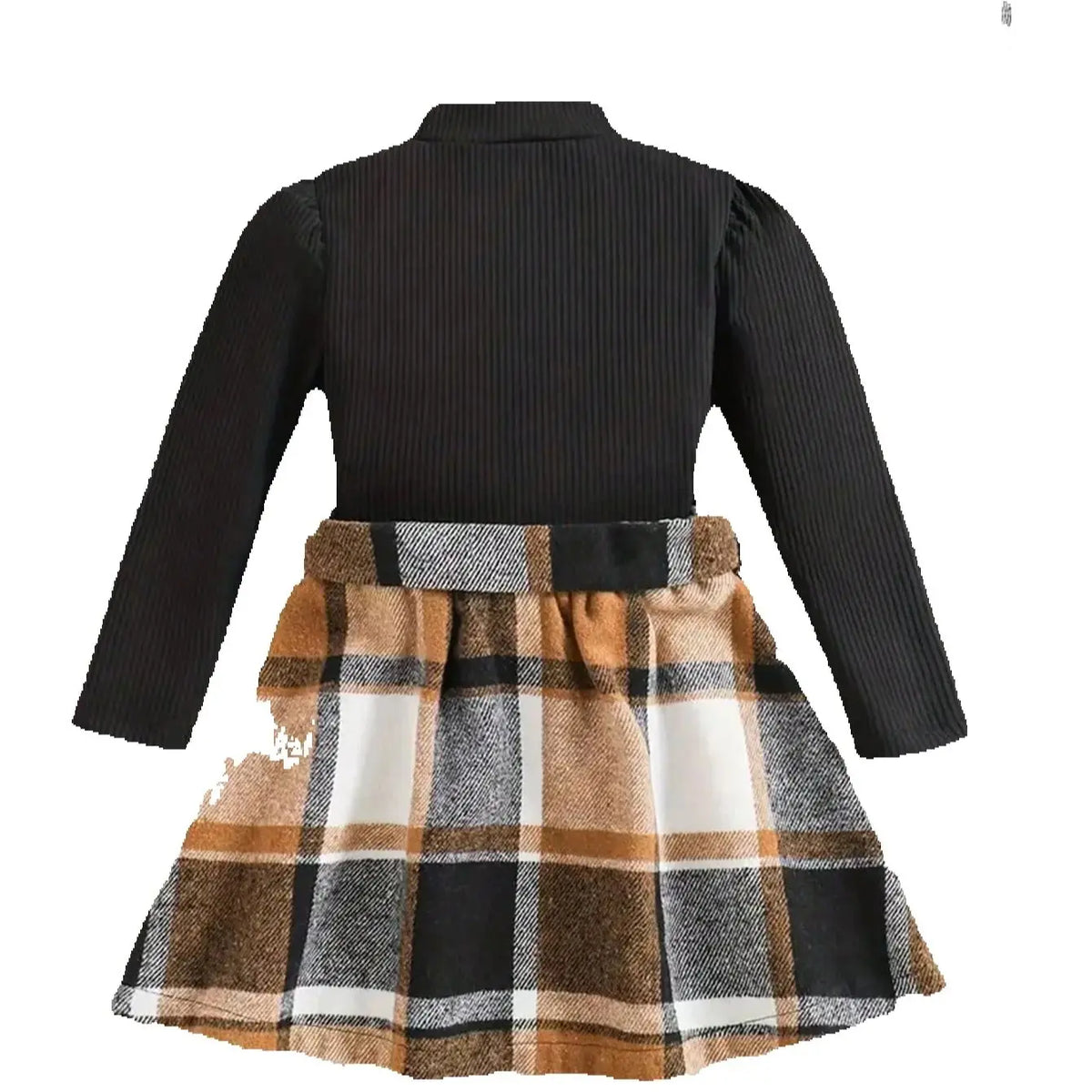 Imitation Long Sleeved Top Plaid Skirt Spring and Autumn Set