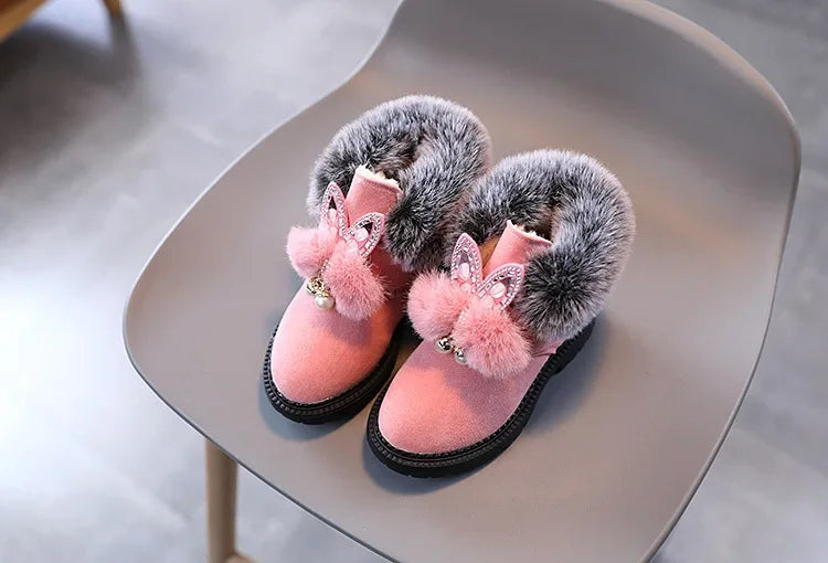 Winter Princess Snow Leather Soft Bottom Kids Boots