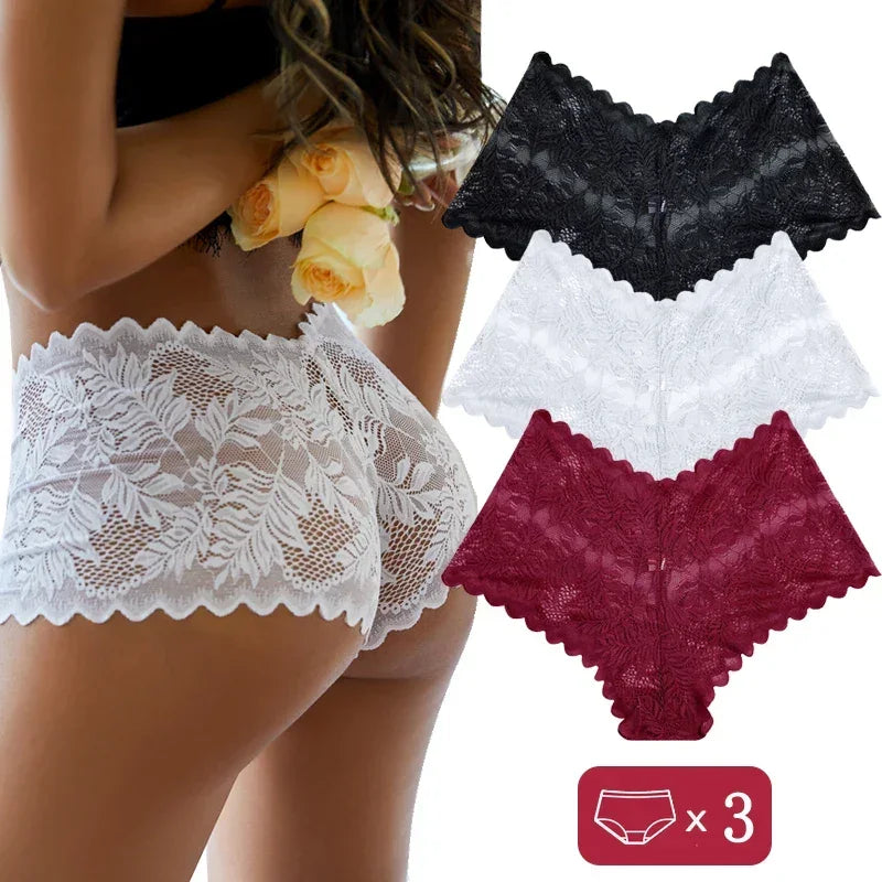 Sexy Lace Panties Floral Leaves Transparent Lingerie