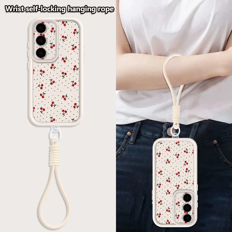 Little Cherry Pattern Lanyard Phone Case For Samsung Galaxy Edge Soft Strap Cover