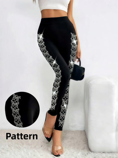 Sparkly Rhinestone Butterfly Side Tight Sexy Pants