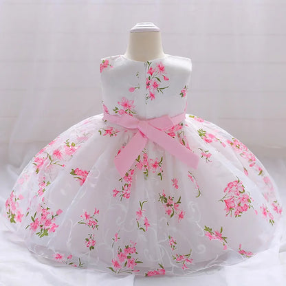 Baby Girls 1 Year Flowers Baptism Dress