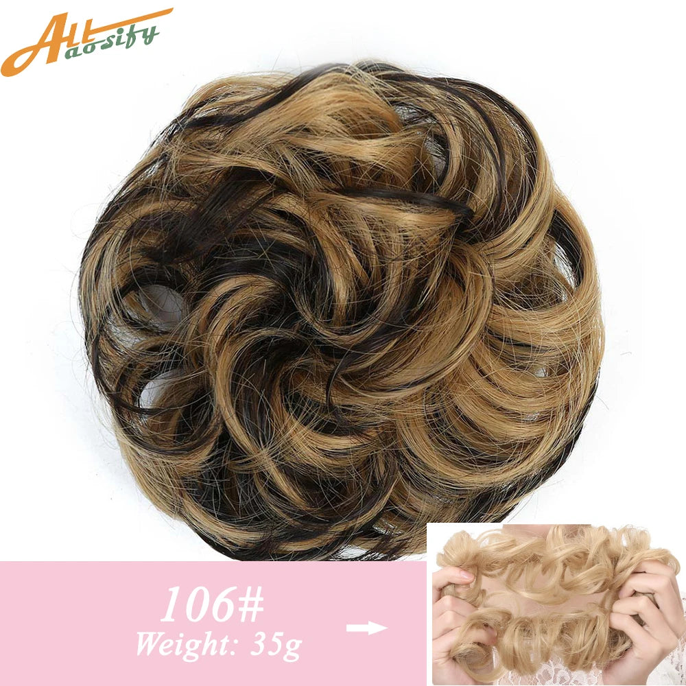 Natural Curly Messy Bun Hair Wigs