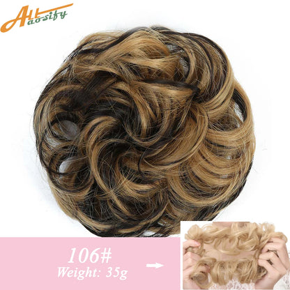Natural Curly Messy Bun Hair Wigs