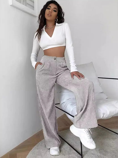 High Waist Straight Leg Trousers